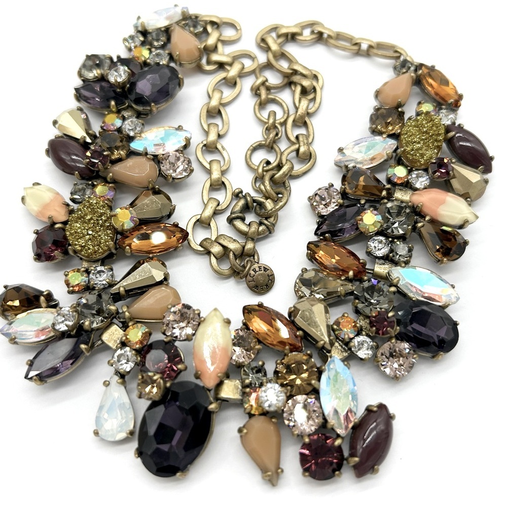 J. Crew Multi-Color Rhinestone Druzy Necklace - image 2